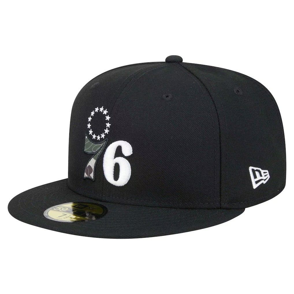 Philadelphia 76ers Camo Print UV 59FIFTY Fitted Hat - Black | New Era cheap
