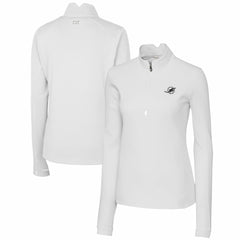 Miami Dolphins Cutter & Buck Women's Traverse Stretch DryTec Quarter-Zip Top - White online