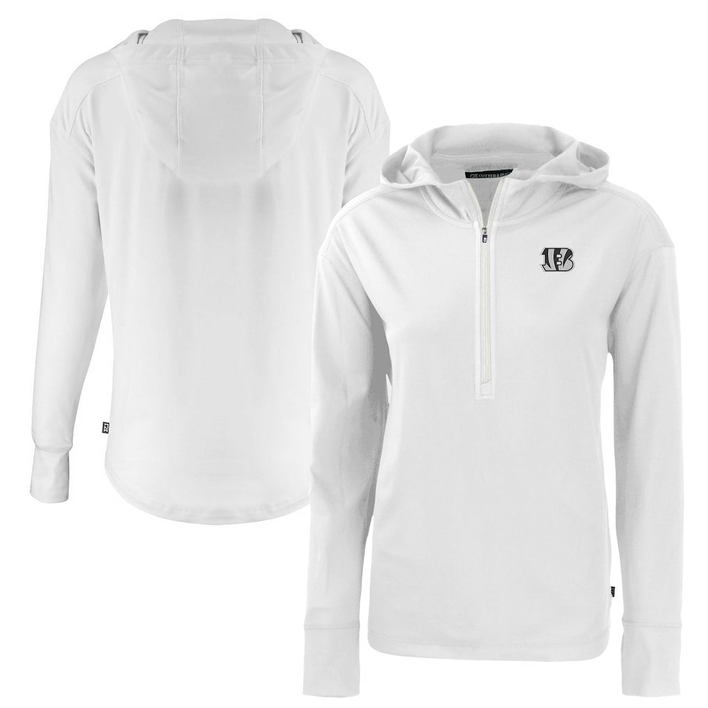 Cincinnati Bengals Cutter & Buck Women's Daybreak Eco Recycled Half-Zip Hoodie - White online