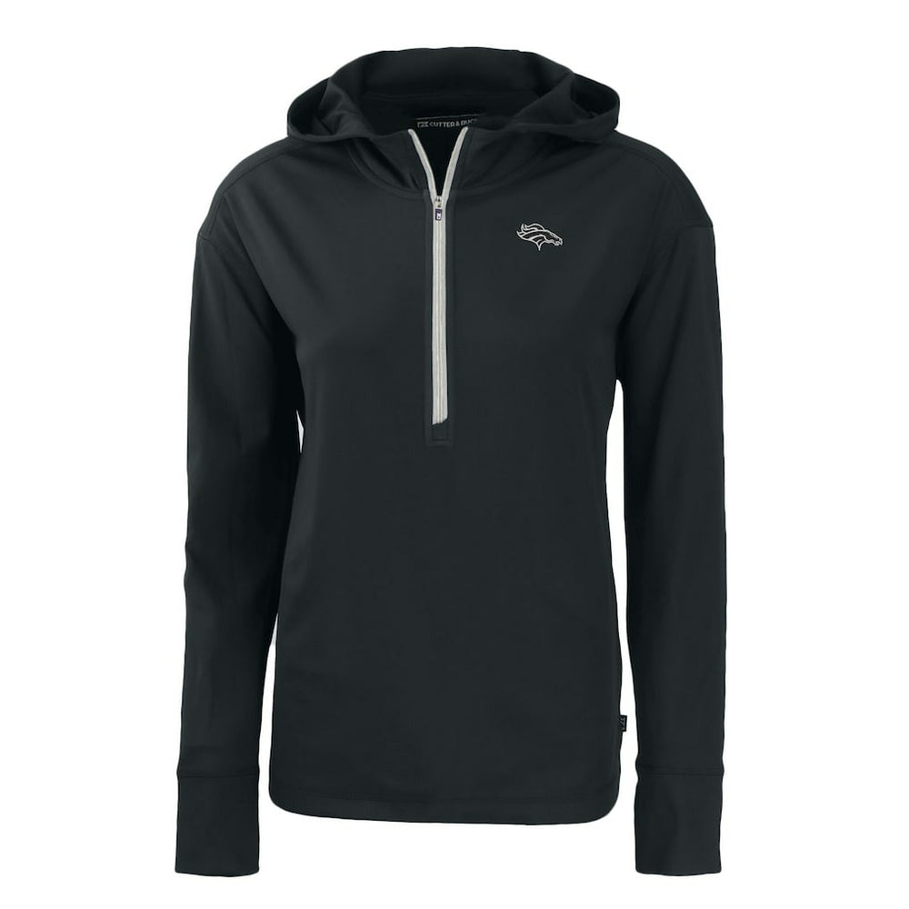 Denver Broncos Cutter & Buck Women's Daybreak Eco Recycled Half-Zip Hoodie - Black discount