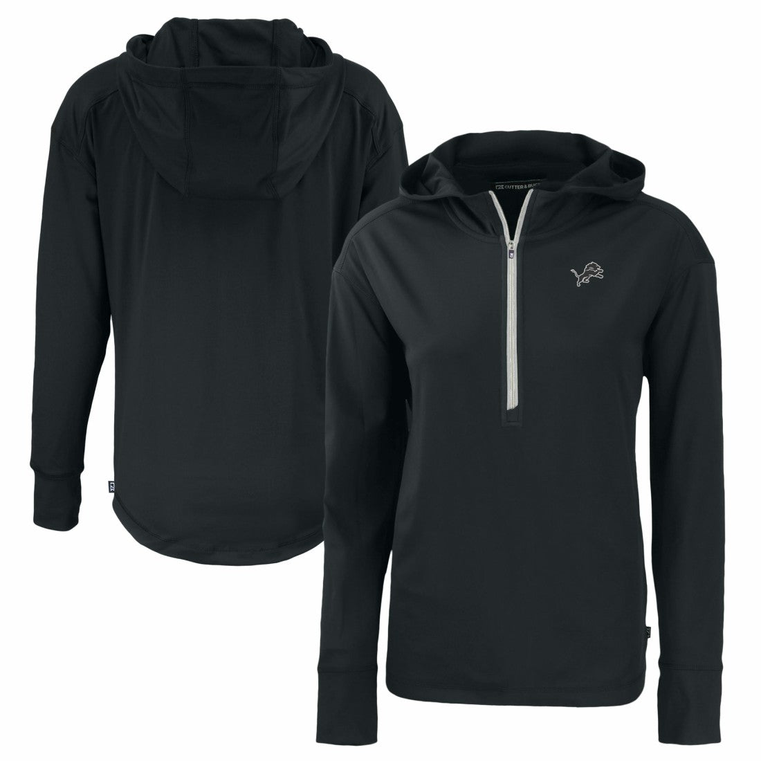 Detroit Lions Cutter & Buck Women's Daybreak Eco Recycled Half-Zip Hoodie - Black for sale