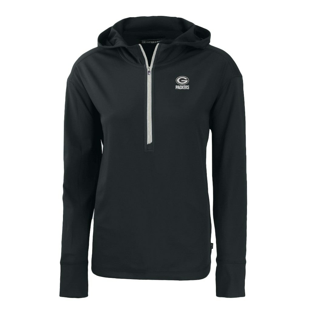 Green Bay Packers Cutter & Buck Women's Daybreak Eco Recycled Half-Zip Hoodie - Black sale