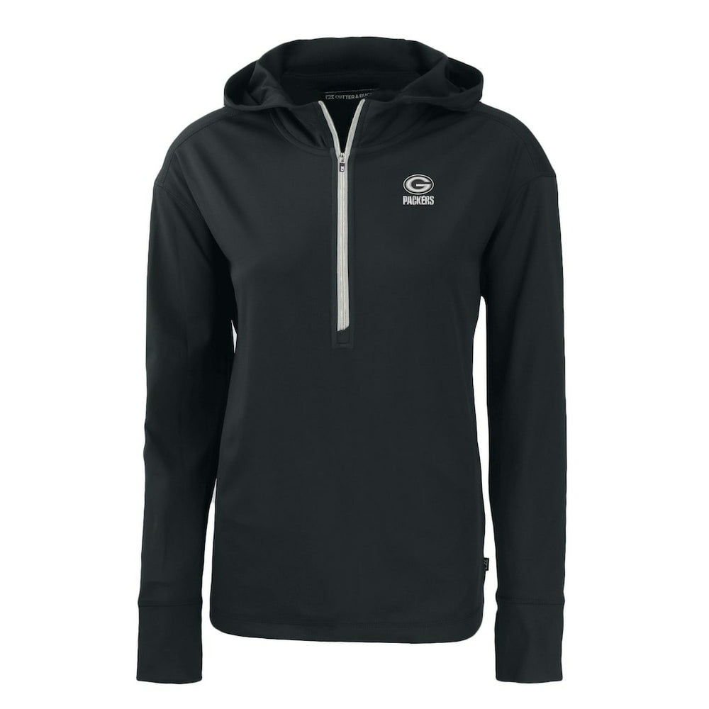 Green Bay Packers Cutter & Buck Women's Daybreak Eco Recycled Half-Zip Hoodie - Black sale