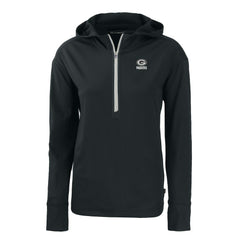Green Bay Packers Cutter & Buck Women's Daybreak Eco Recycled Half-Zip Hoodie - Black sale