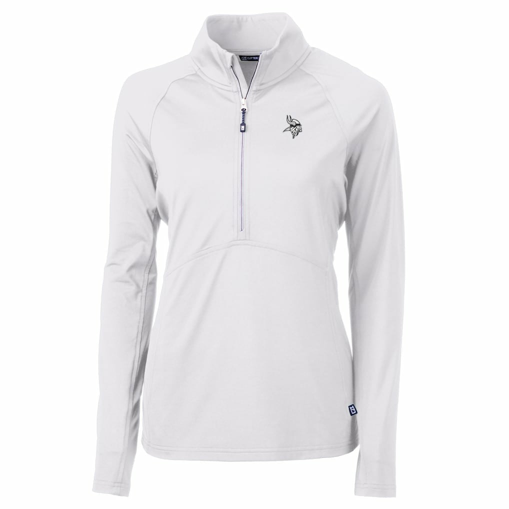 Minnesota Vikings Cutter & Buck Women's Adapt Eco Knit Stretch Recycled Half-Zip Pullover Top - White on sale