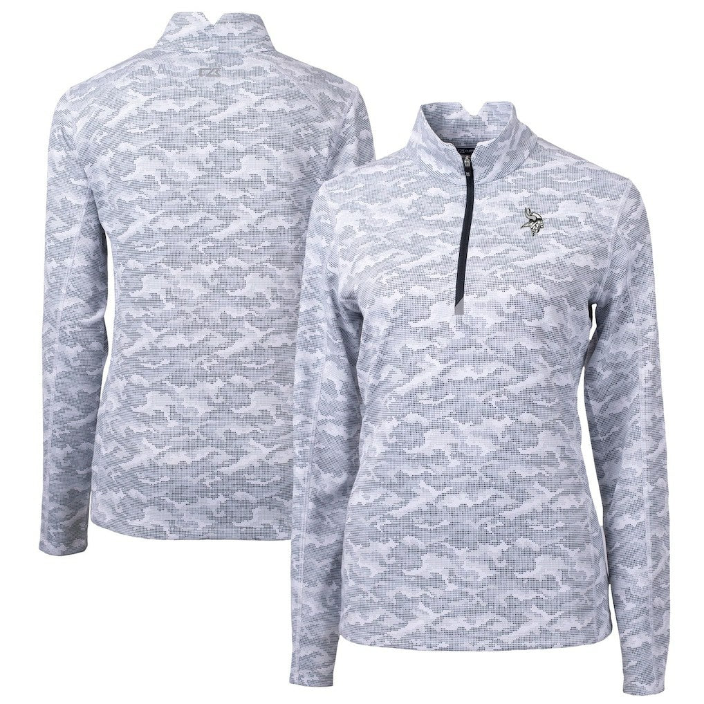 Minnesota Vikings Cutter & Buck Women's Traverse Camo Print Stretch Tri-Blend Quarter-Zip Top - Gray cheap