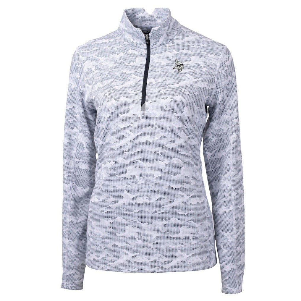 Minnesota Vikings Cutter & Buck Women's Traverse Camo Print Stretch Tri-Blend Quarter-Zip Top - Gray cheap