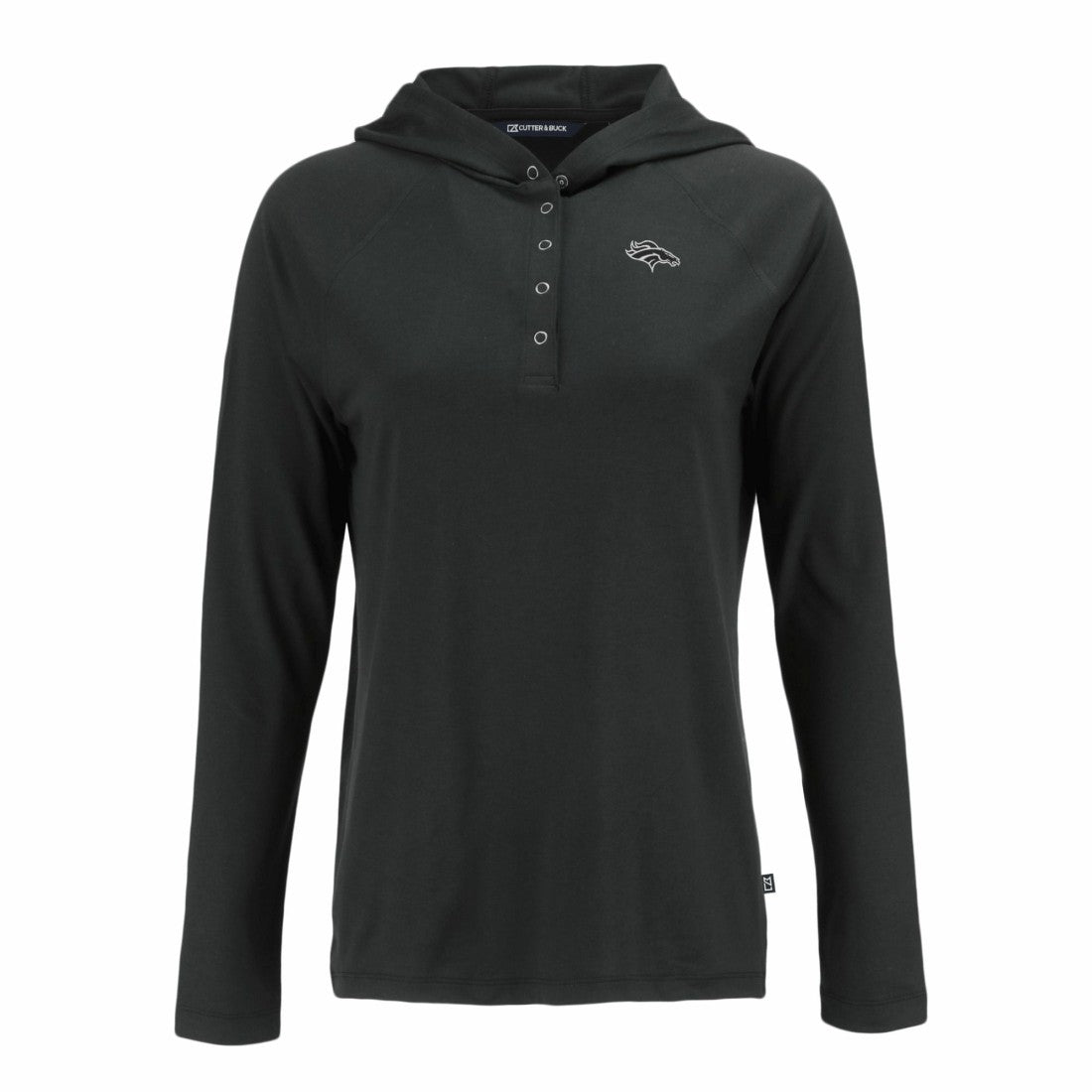 Denver Broncos Cutter & Buck Women's Coastline Epic Comfort Eco Recycled Long Sleeve Hoodie T-Shirt - Black sale