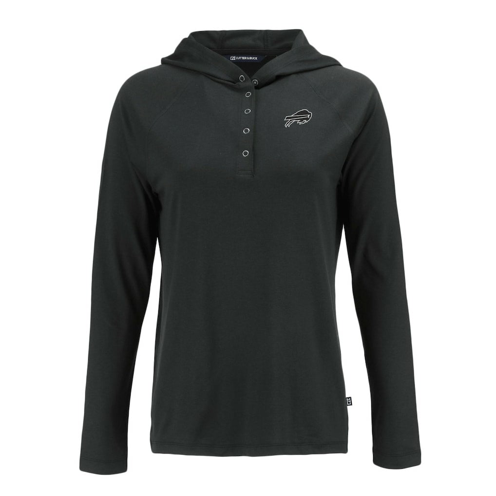 Buffalo Bills Cutter & Buck Women's Coastline Epic Comfort Eco Recycled Long Sleeve Hoodie T-Shirt - Black for sale