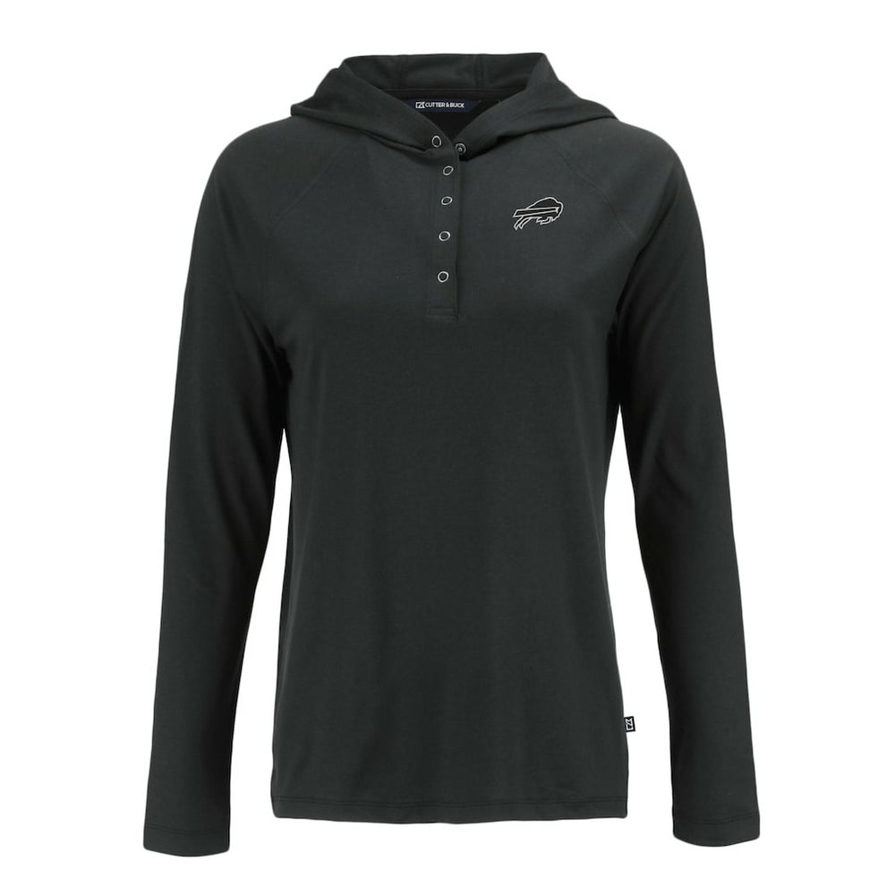 Buffalo Bills Cutter & Buck Women's Coastline Epic Comfort Eco Recycled Long Sleeve Hoodie T-Shirt - Black for sale