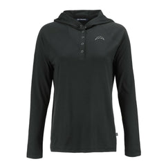 Los Angeles Chargers Cutter & Buck Women's Coastline Epic Comfort Eco Recycled Long Sleeve Hoodie T-Shirt - Black on sale
