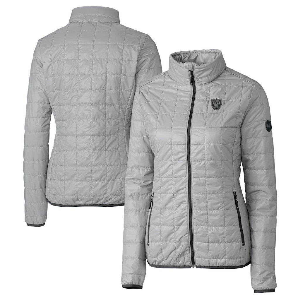 Las Vegas Raiders Cutter & Buck Women's Rainier PrimaLoft Eco Insulated Full-Zip Puffer Jacket - Gray sale