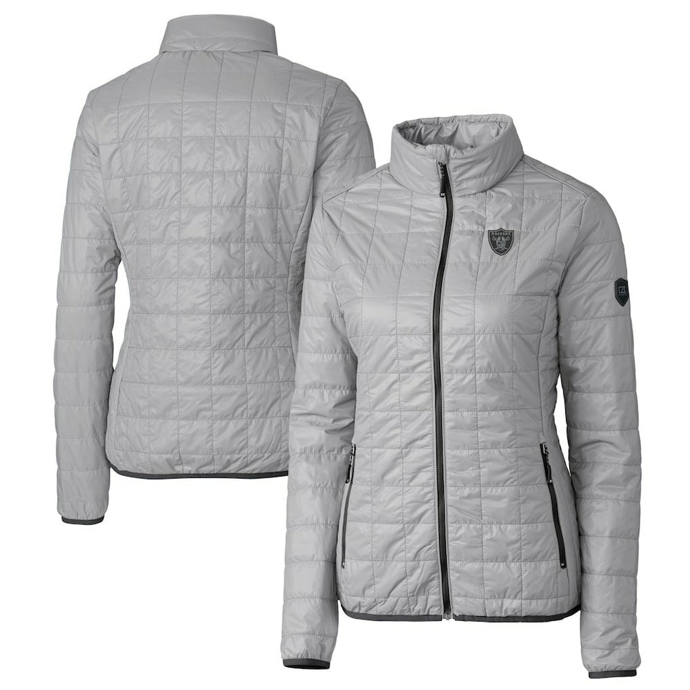 Las Vegas Raiders Cutter & Buck Women's Rainier PrimaLoft Eco Insulated Full-Zip Puffer Jacket - Gray sale