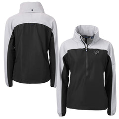 Detroit Lions Cutter & Buck Women's Charter Eco Recycled Half-Zip Hoodie Anorak Jacket - Black/Gray cheap