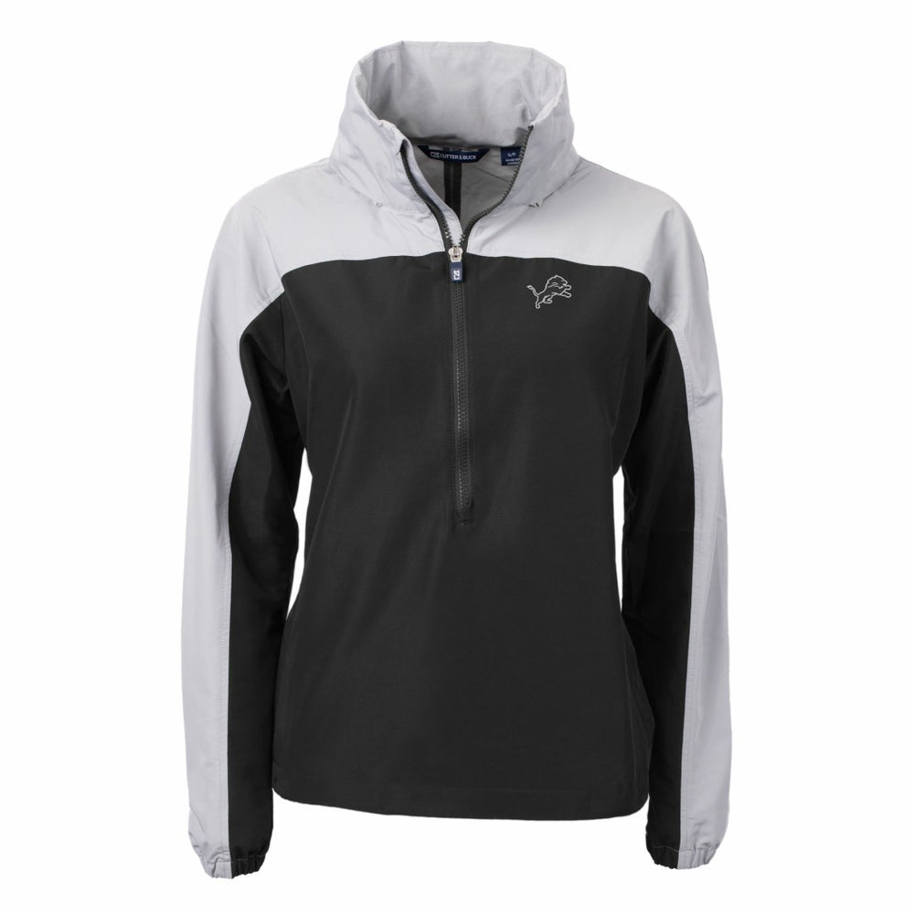 Detroit Lions Cutter & Buck Women's Charter Eco Recycled Half-Zip Hoodie Anorak Jacket - Black/Gray cheap