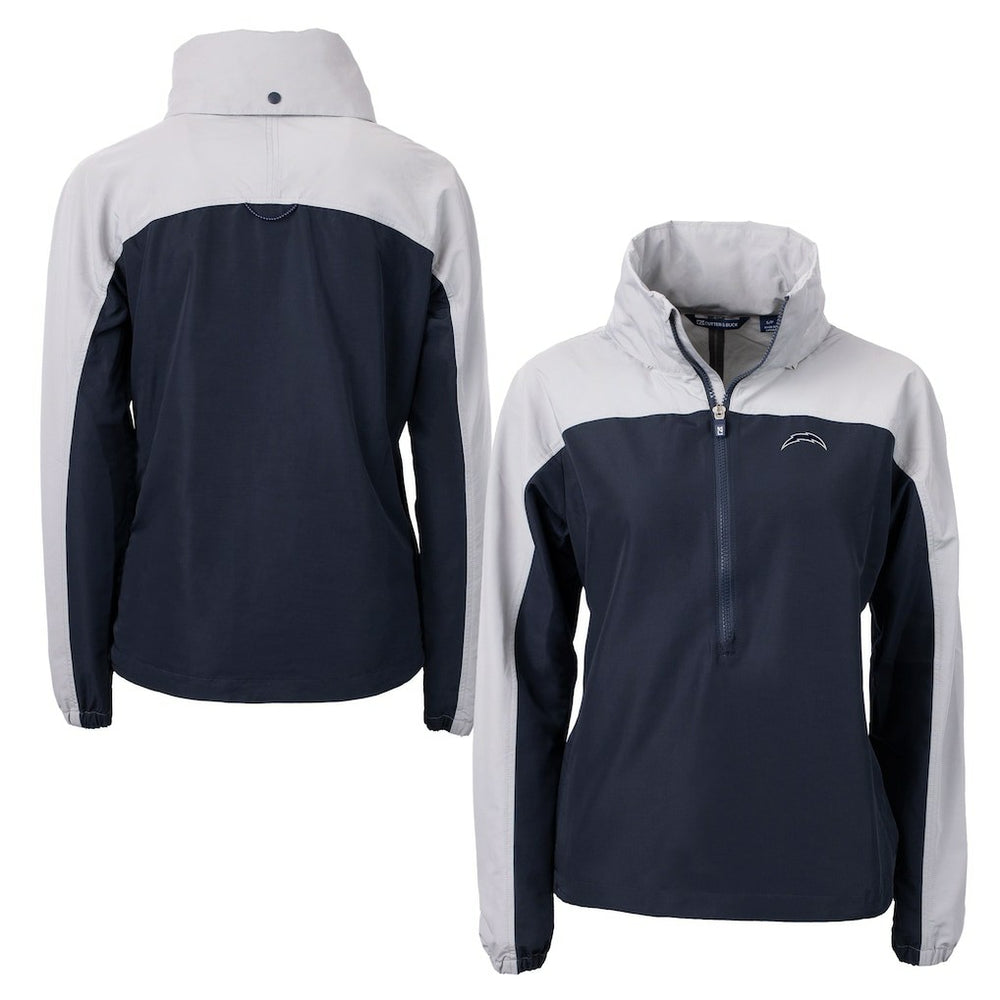 Los Angeles Chargers Cutter & Buck Women's Charter Eco Recycled Half-Zip Hoodie Anorak Jacket - Navy/Gray cheap