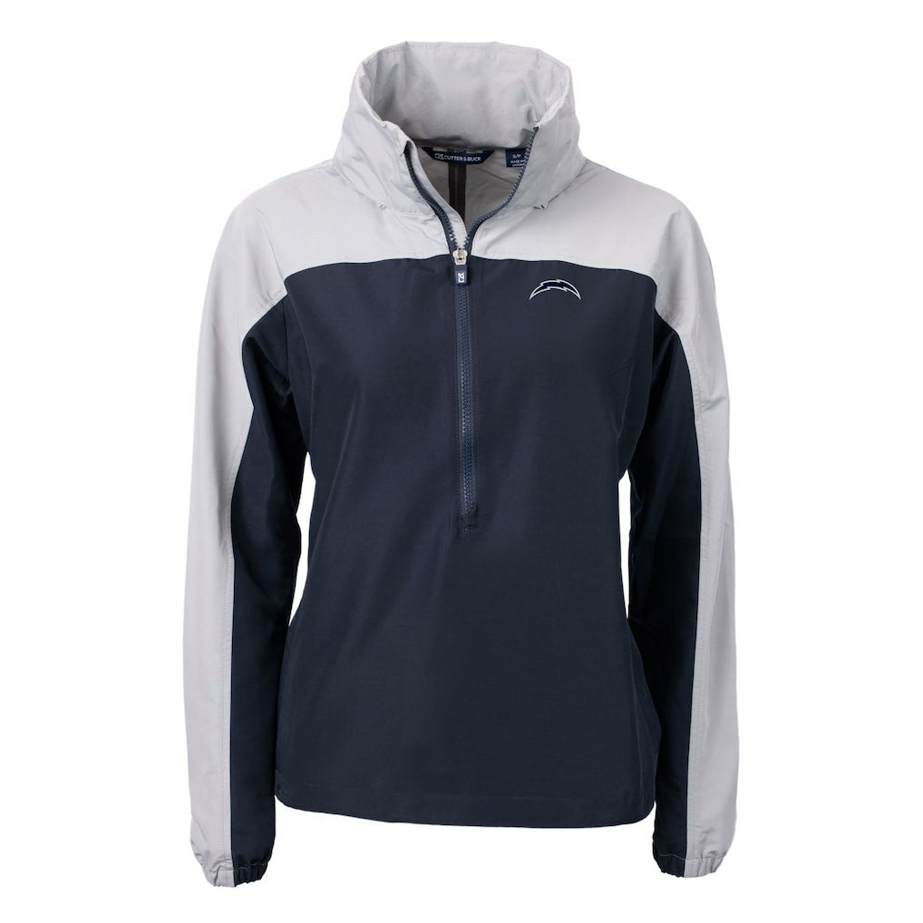 Los Angeles Chargers Cutter & Buck Women's Charter Eco Recycled Half-Zip Hoodie Anorak Jacket - Navy/Gray cheap