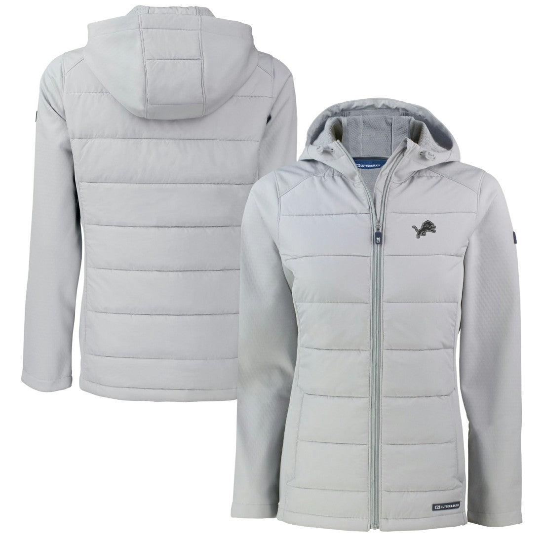 Detroit Lions Cutter & Buck Women's Evoke Hybrid Eco Softshell Recycled Full-Zip Hoodie Jacket - Gray discount