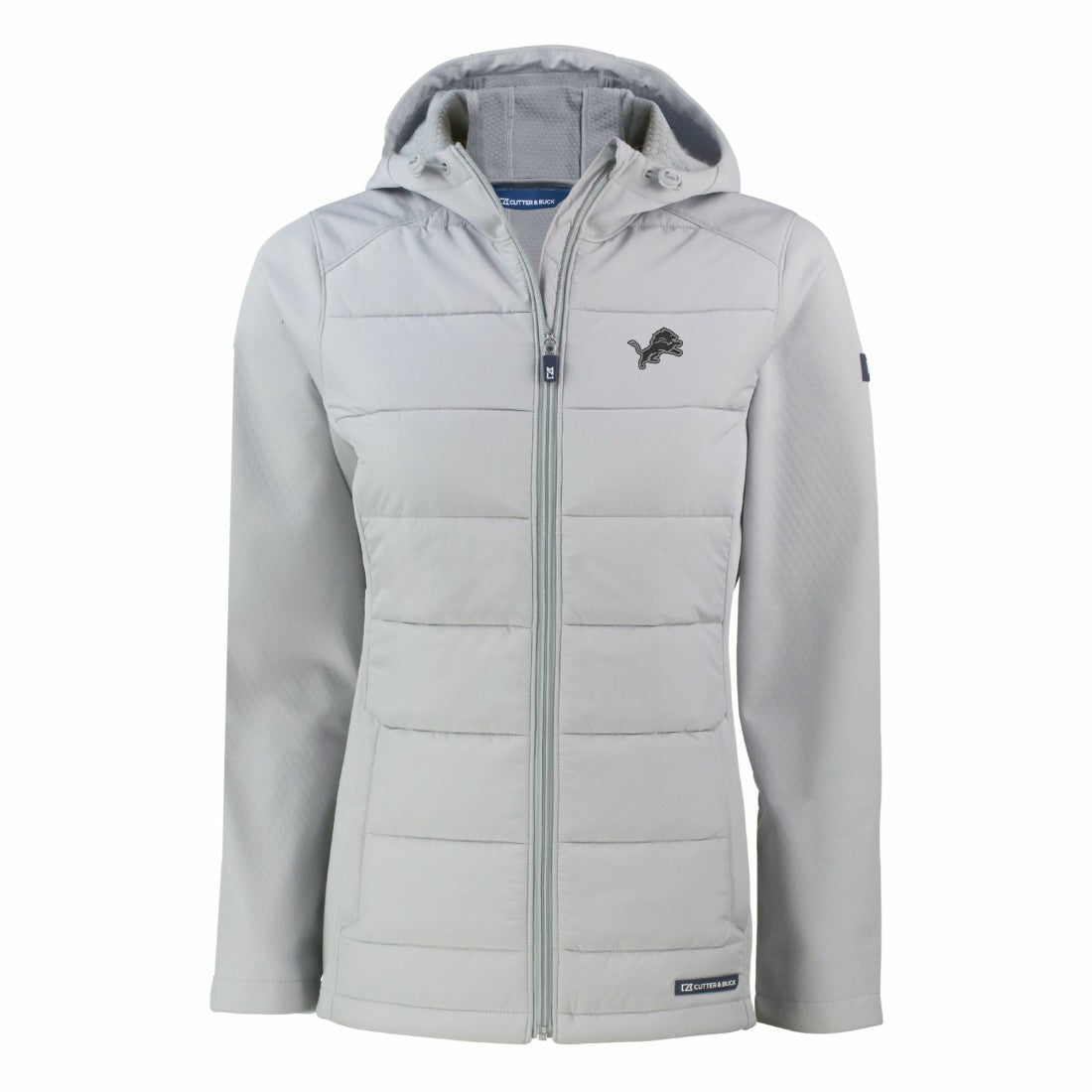 Detroit Lions Cutter & Buck Women's Evoke Hybrid Eco Softshell Recycled Full-Zip Hoodie Jacket - Gray discount