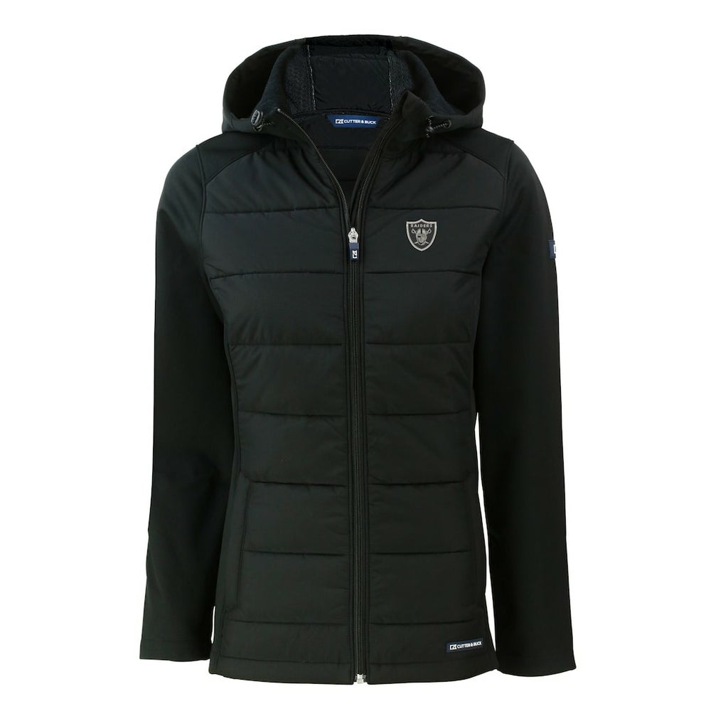 Las Vegas Raiders Cutter & Buck Women's Evoke Hybrid Eco Softshell Recycled Full-Zip Hoodie Jacket - Black on sale