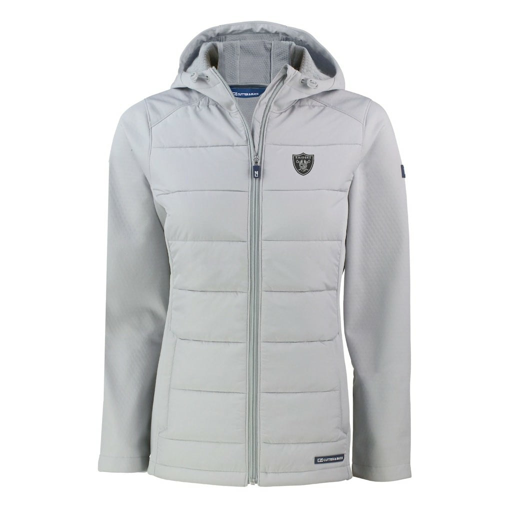 Las Vegas Raiders Cutter & Buck Women's Evoke Hybrid Eco Softshell Recycled Full-Zip Hoodie Jacket - Gray discount
