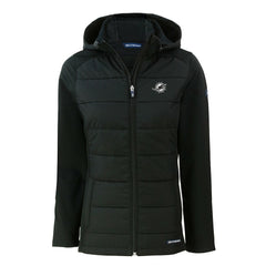 Miami Dolphins Cutter & Buck Women's Evoke Hybrid Eco Softshell Recycled Full-Zip Hoodie Jacket - Black cheap