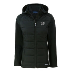 Cincinnati Bengals Cutter & Buck Women's Evoke Hybrid Eco Softshell Recycled Full-Zip Hoodie Jacket - Black on sale