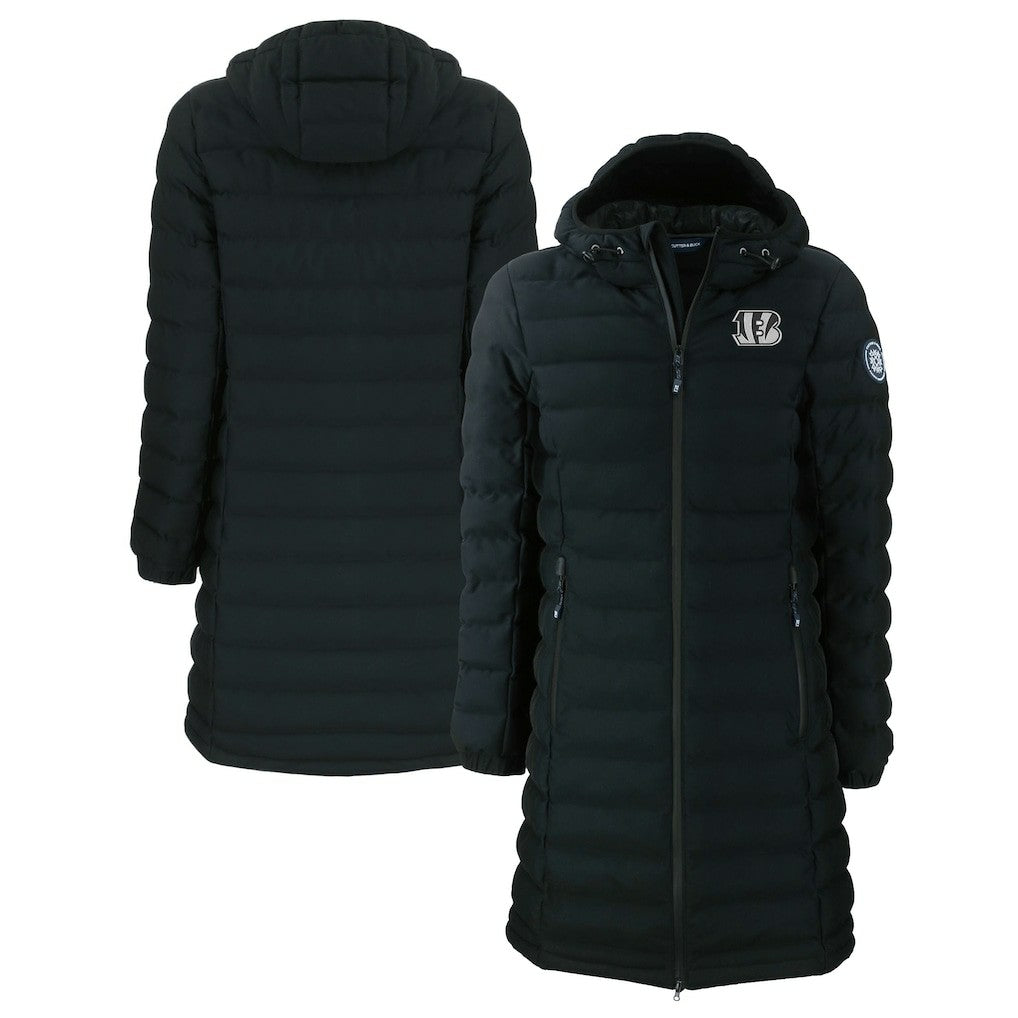 Cincinnati Bengals Cutter & Buck Women's Mission Ridge Repreve Eco Insulated Full-Zip Hoodie Long Puffer Jacket - Black cheap