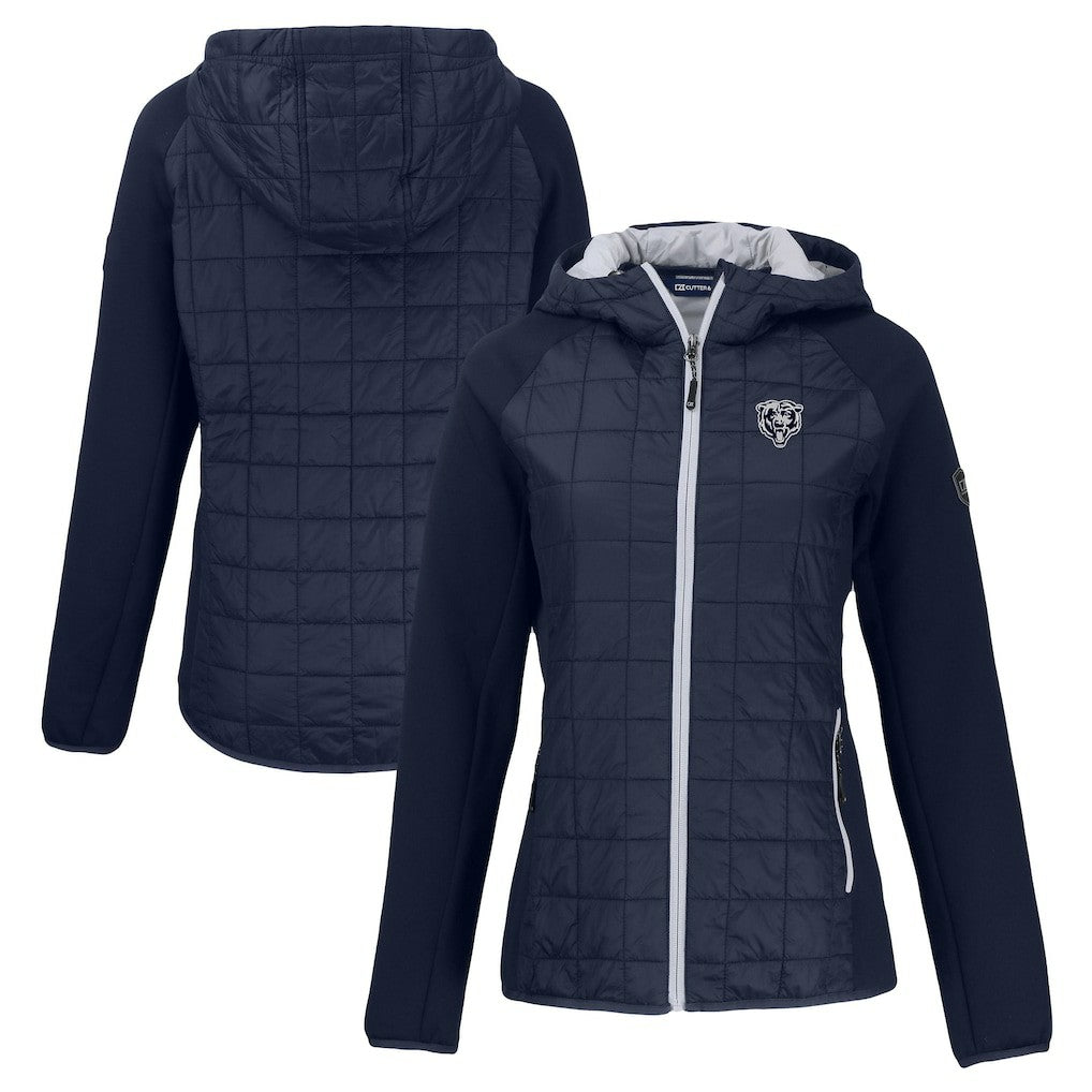 Chicago Bears Cutter & Buck Women's Rainier PrimaLoft Eco Hybrid Full-Zip Hoodie Jacket - Navy on sale