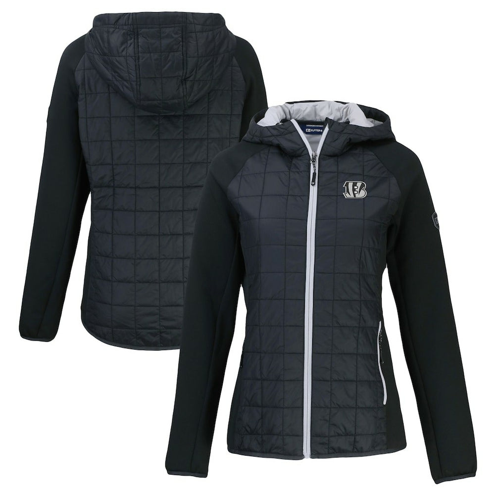 Cincinnati Bengals Cutter & Buck Women's Rainier PrimaLoft Eco Hybrid Full-Zip Hoodie Jacket - Black outlet