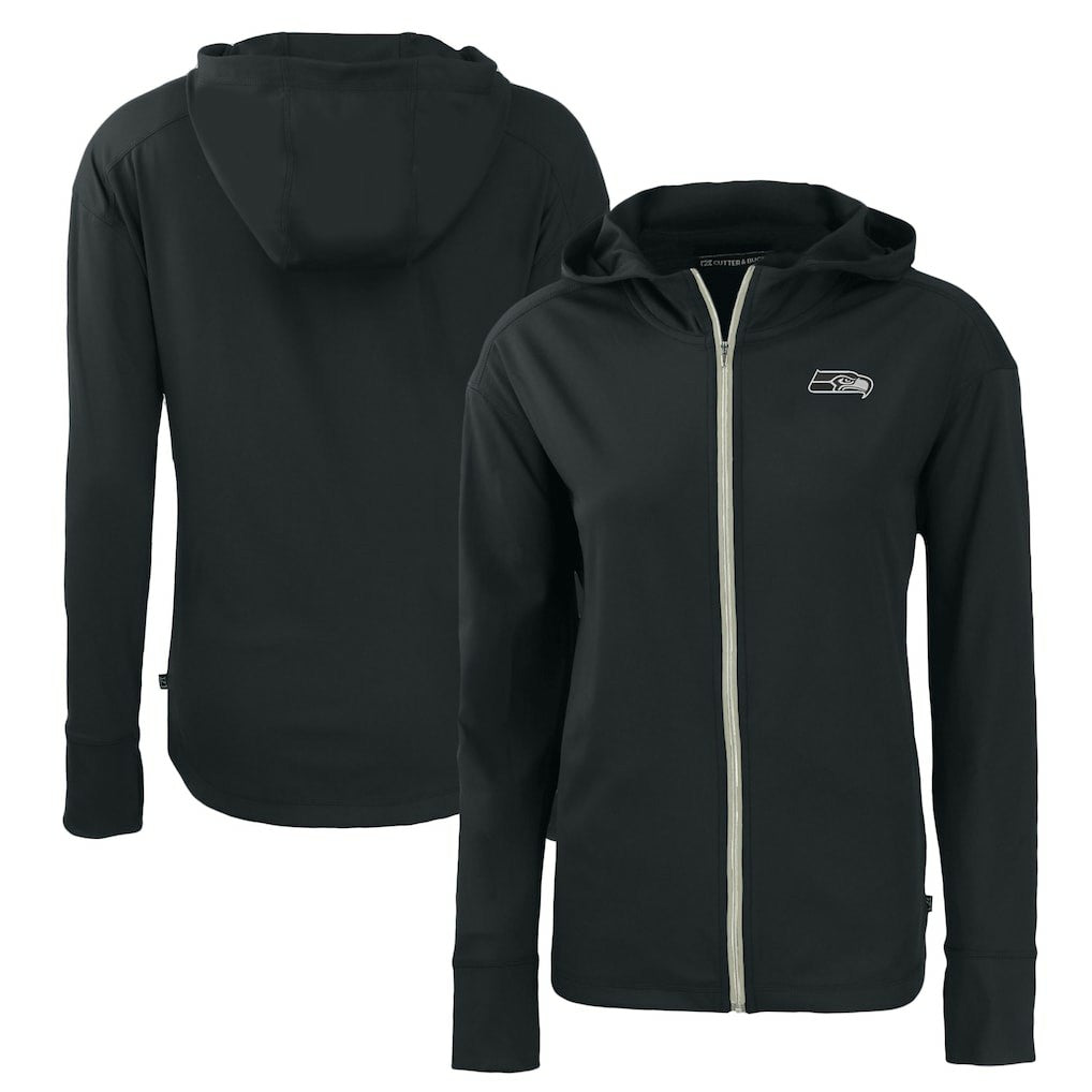 Seattle Seahawks Cutter & Buck Women's Daybreak Eco Recycled Full-Zip Hoodie - Black for sale
