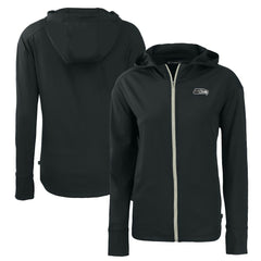 Seattle Seahawks Cutter & Buck Women's Daybreak Eco Recycled Full-Zip Hoodie - Black for sale