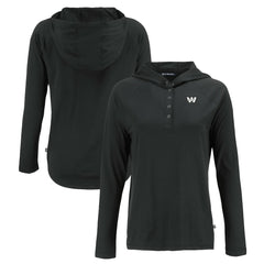 Washington Commanders Cutter & Buck Women's Coastline Epic Comfort Eco Recycled Long Sleeve Hoodie T-Shirt - Black discount