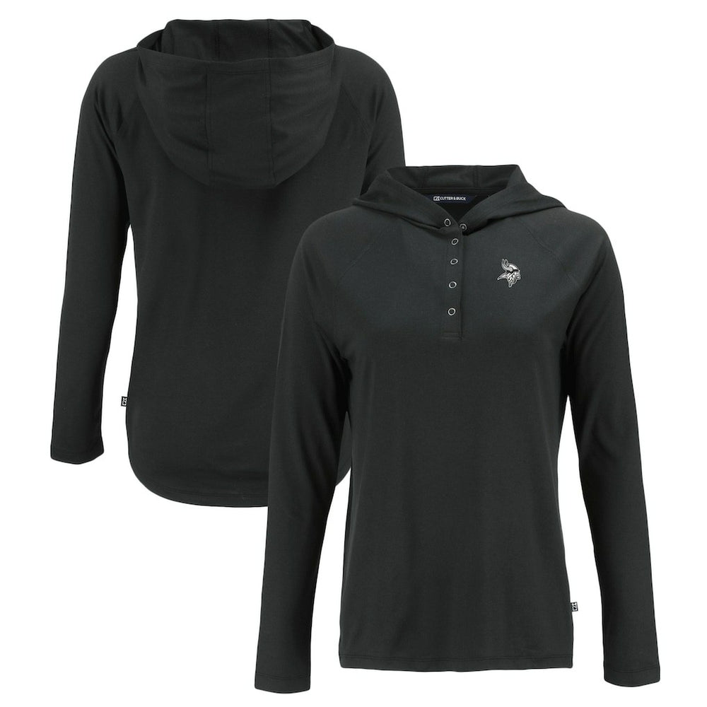 Minnesota Vikings Cutter & Buck Women's Coastline Epic Comfort Eco Recycled Long Sleeve Hoodie T-Shirt - Black discount