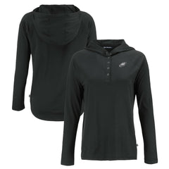 Philadelphia Eagles Cutter & Buck Women's Coastline Epic Comfort Eco Recycled Long Sleeve Hoodie T-Shirt - Black cheap