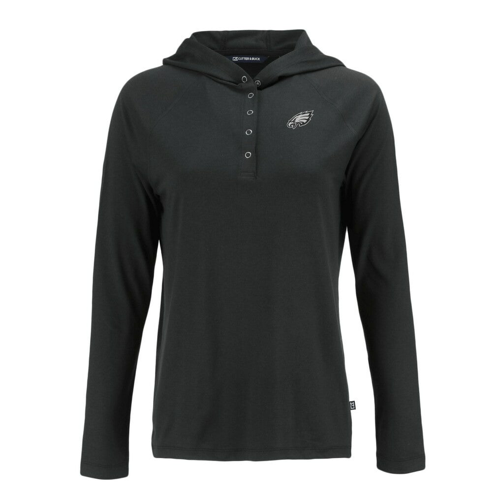 Philadelphia Eagles Cutter & Buck Women's Coastline Epic Comfort Eco Recycled Long Sleeve Hoodie T-Shirt - Black cheap