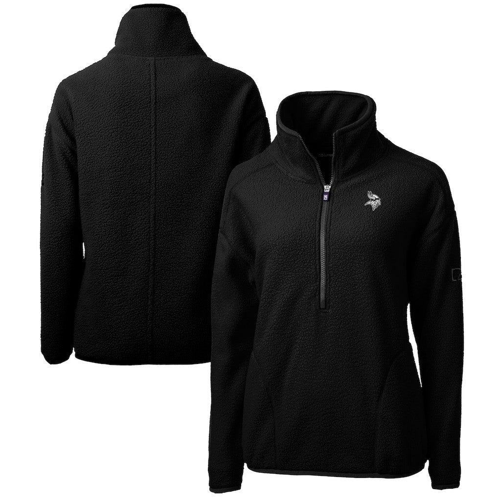 Minnesota Vikings Cutter & Buck Women's Cascade Eco Sherpa Fleece Half-Zip Jacket - Black for sale