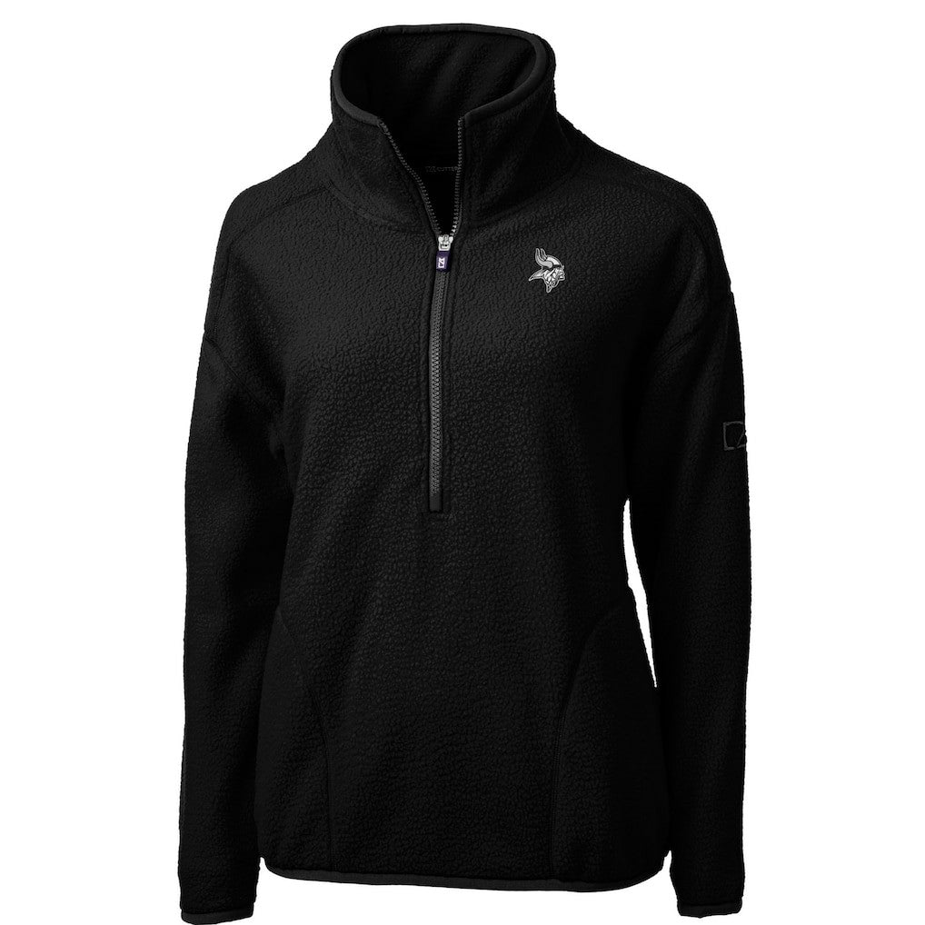 Minnesota Vikings Cutter & Buck Women's Cascade Eco Sherpa Fleece Half-Zip Jacket - Black for sale