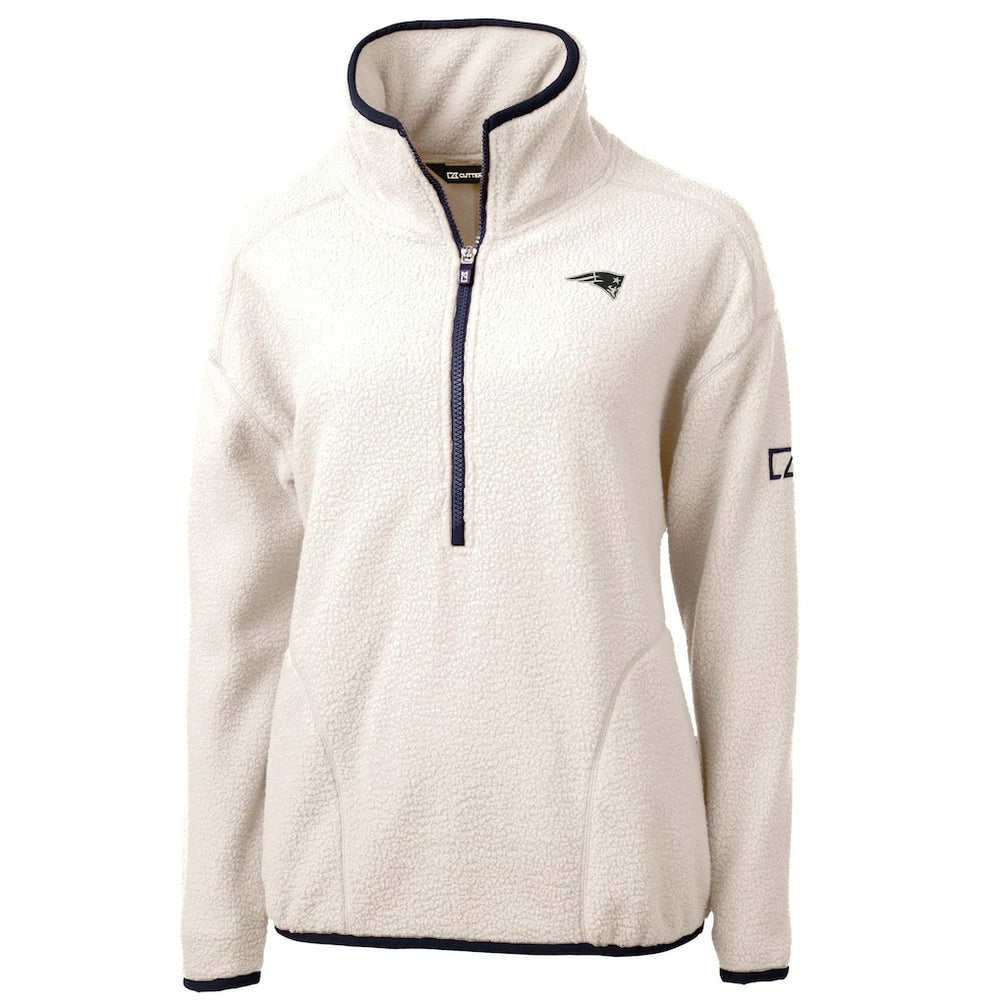 New England Patriots Cutter & Buck Women's Cascade Eco Sherpa Fleece Half-Zip Jacket - Oatmeal cheap