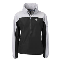 Pittsburgh Steelers Cutter & Buck Women's Charter Eco Recycled Half-Zip Hoodie Anorak Jacket - Black/Gray on sale
