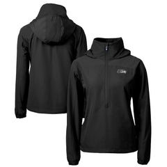 Seattle Seahawks Cutter & Buck Women's Charter Eco Recycled Half-Zip Hoodie Anorak Jacket - Black sale
