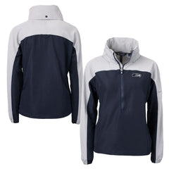 Seattle Seahawks Cutter & Buck Women's Charter Eco Recycled Half-Zip Hoodie Anorak Jacket - College Navy outlet