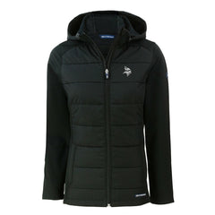 Minnesota Vikings Cutter & Buck Women's Evoke Hybrid Eco Softshell Recycled Full-Zip Hoodie Jacket - Black on sale