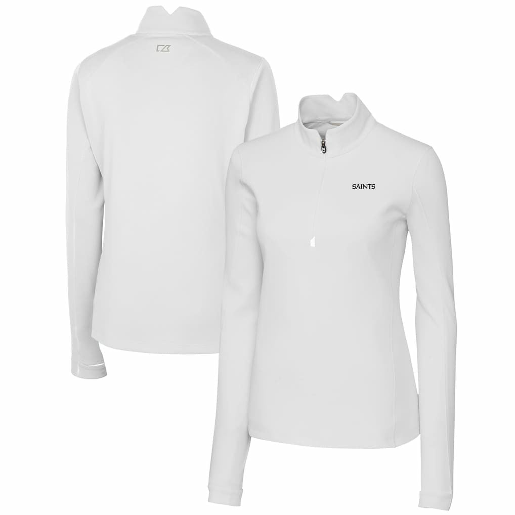 New Orleans Saints Cutter & Buck Women's Traverse Stretch DryTec Quarter-Zip Top - White outlet
