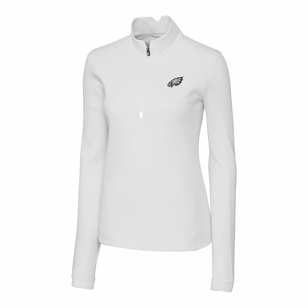 Philadelphia Eagles Cutter & Buck Women's Traverse Stretch DryTec Quarter-Zip Top - White outlet