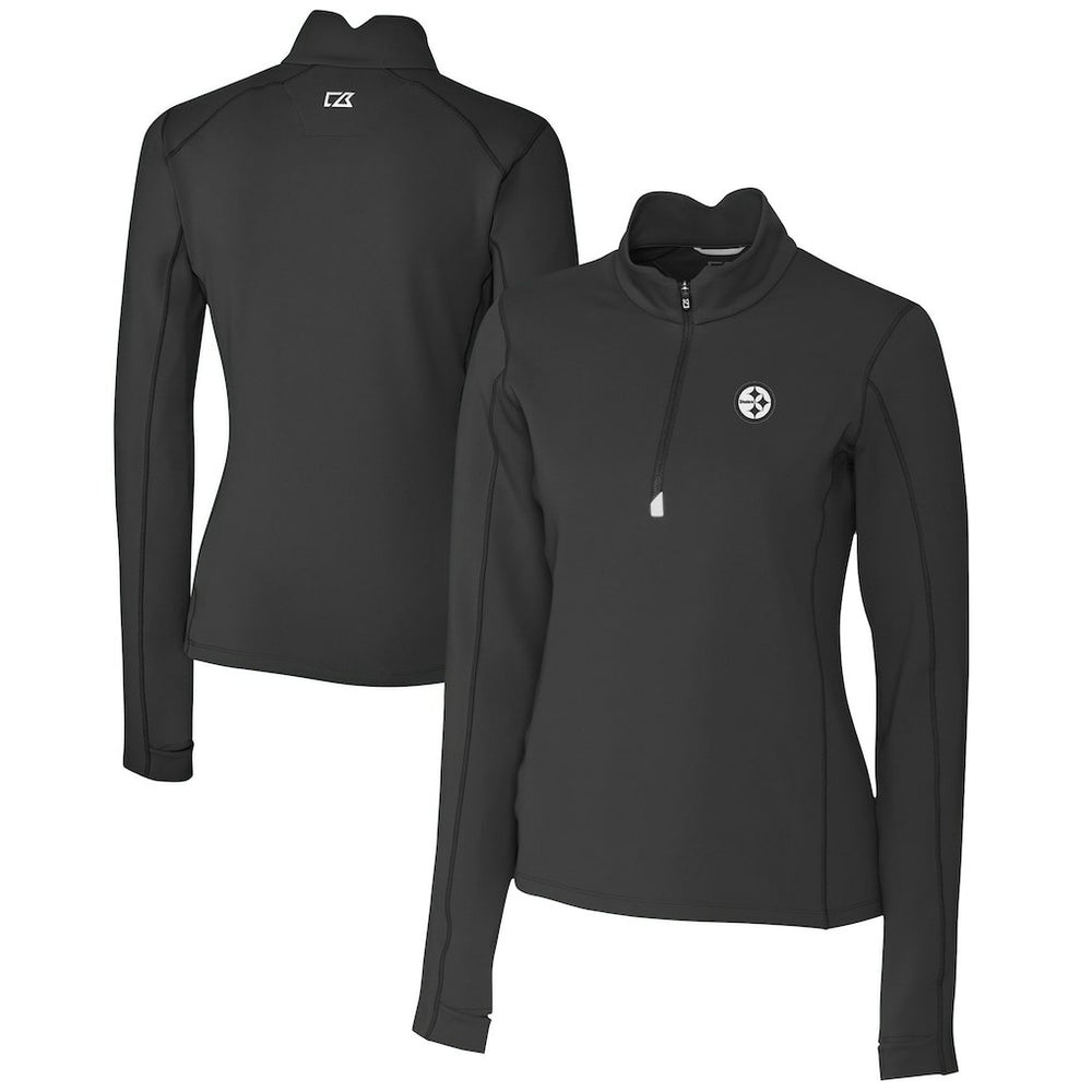 Pittsburgh Steelers Cutter & Buck Women's Traverse Stretch DryTec Quarter-Zip Top - Black outlet