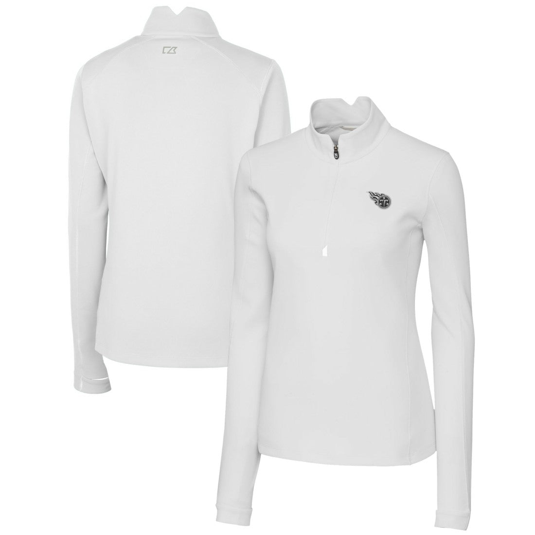 Tennessee Titans Cutter & Buck Women's Traverse Stretch DryTec Quarter-Zip Top - White sale