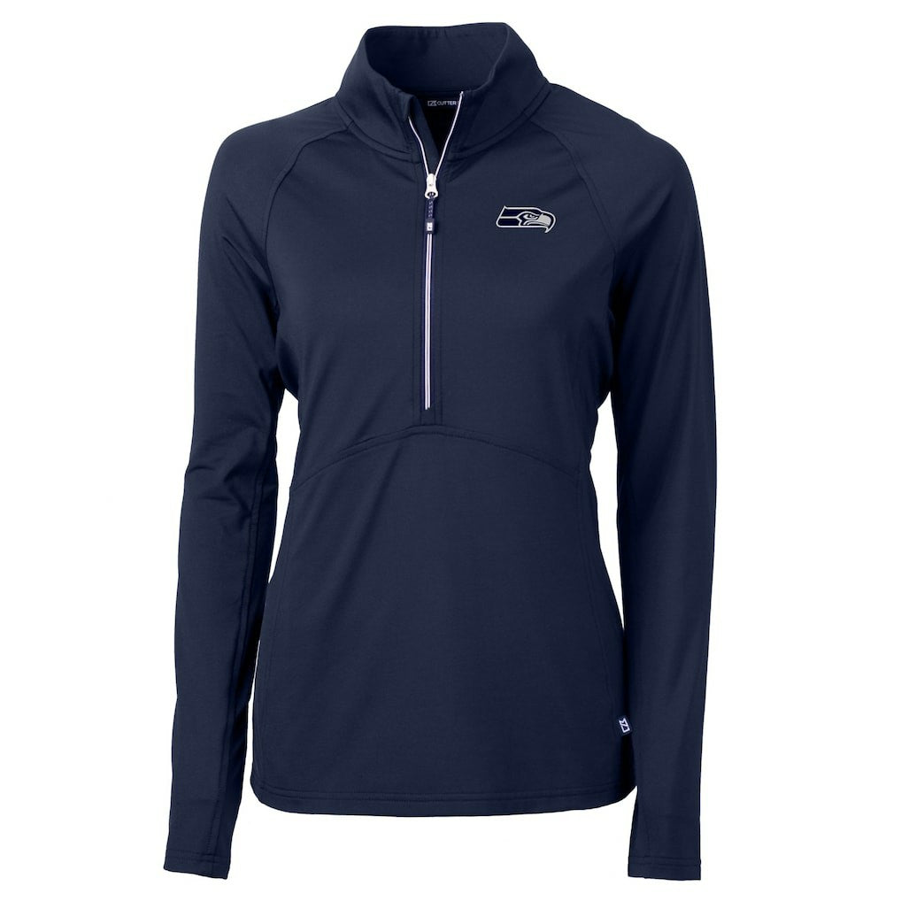Seattle Seahawks Cutter & Buck Women's Adapt Eco Knit Stretch Recycled Raglan Half-Zip Top - College Navy outlet