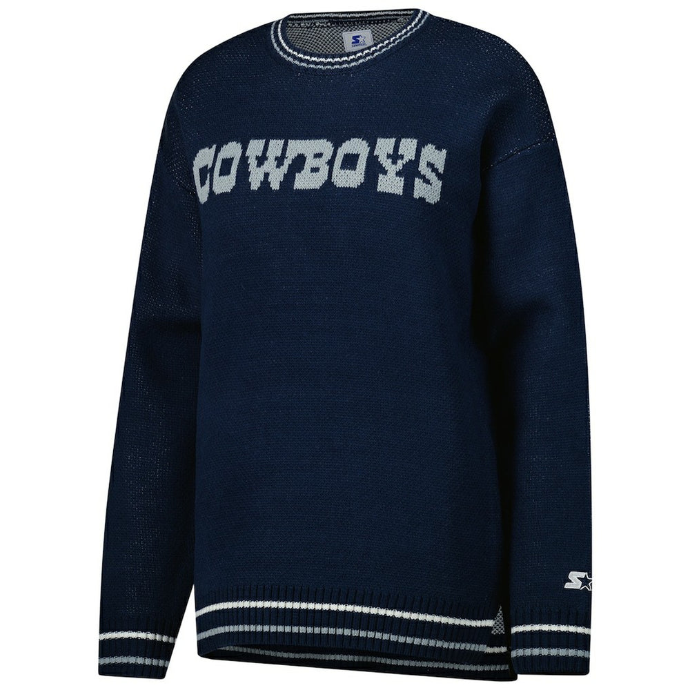 Dallas Cowboys Starter Women's Oversized On the Ball Intarsia Knit Pullover Sweater - Navy sale