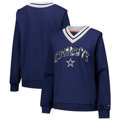 Dallas Cowboys Tommy Hilfiger Women's Alice V-Neck Pullover Sweatshirt - Navy cheap